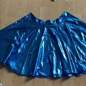 metallic blue skirt